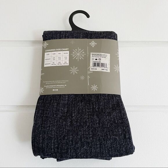 Muk Luk’s Women’s Fleece Lined Leggings Faux Denim Size S/M - Picture 3 of 4